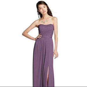 David's Bridal Deep Purple Lace Gown SZ 14